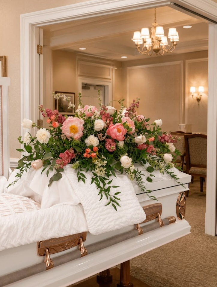 Full Casket Spray Blush Garden in Hawaii