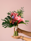 Tropical Orchid & Ginger Bridal Bouquet Set with Matching Boutonniere