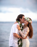 Hawaii Beach Wedding SET * (1)Bouquet +(1) Haku Lei + (1) Double Ti Leaf Lei