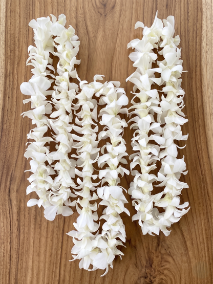 [Bulk Order] Fresh Dendrobium Orchid Leis - Available in White & Purple - Perfect for Weddings & Graduations, Party