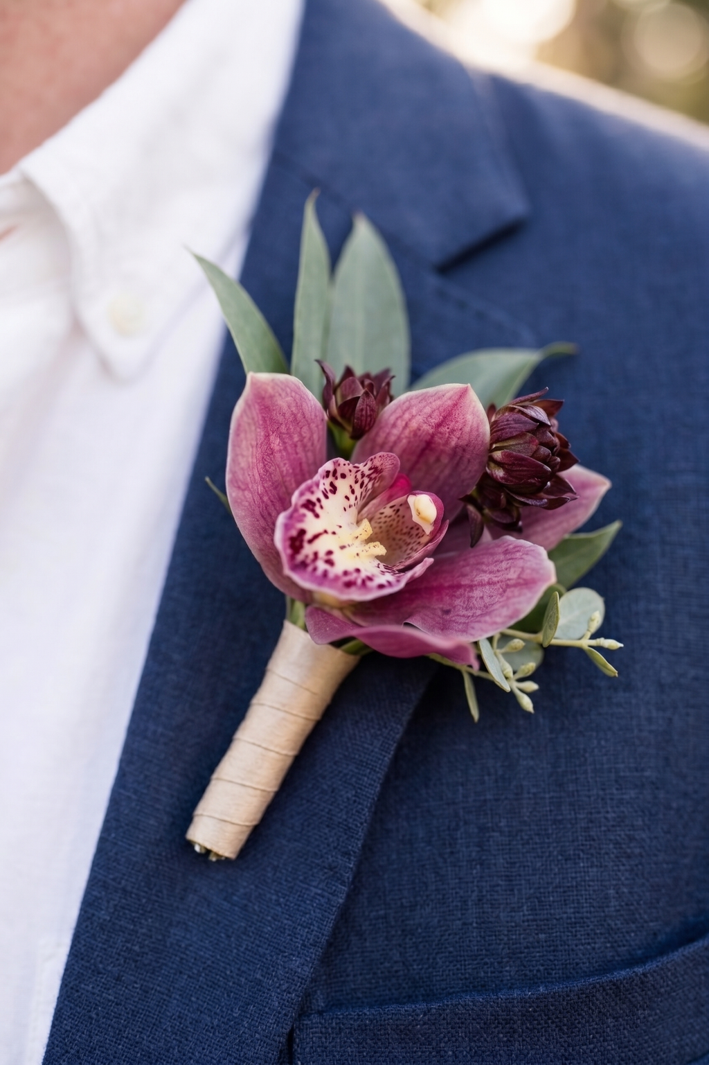 Tropical Orchid & Ginger Bridal Bouquet Set with Matching Boutonniere