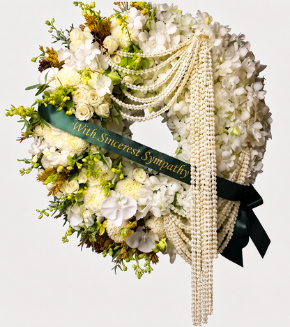 Premium White Sympathy Wreath | Funeral Flower Hawaii