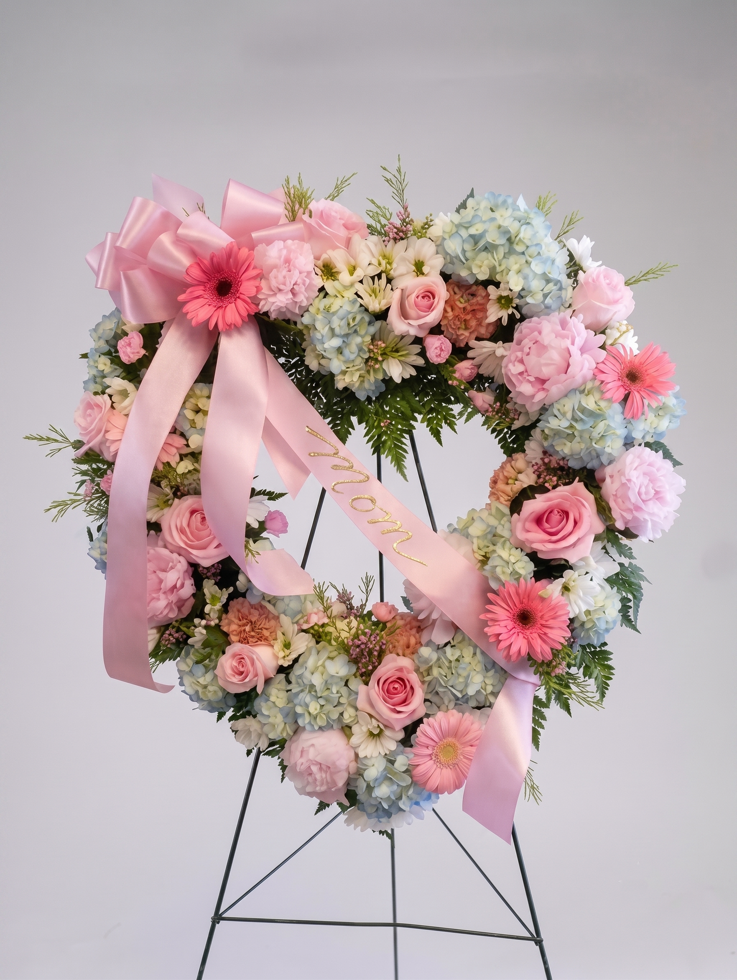 Pastel Heart Sympathy Wreath | Funeral Flower Hawaii