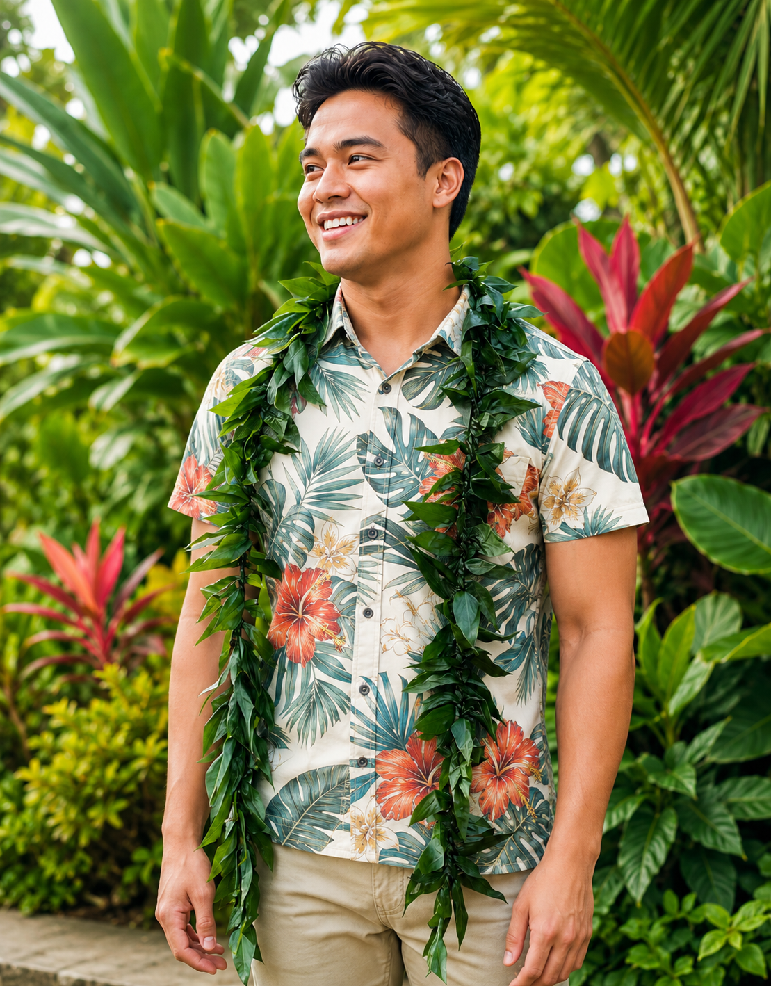 Wedding Maile-Style Ti Leaf Lei