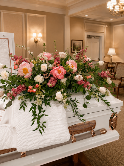 Full Casket Spray Blush Garden in Hawaii