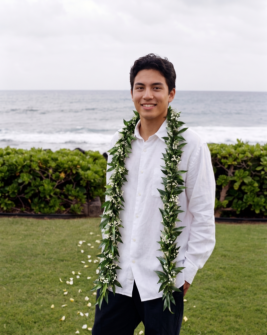 Adult Italian Ruscus & Baby’s Breath Lei