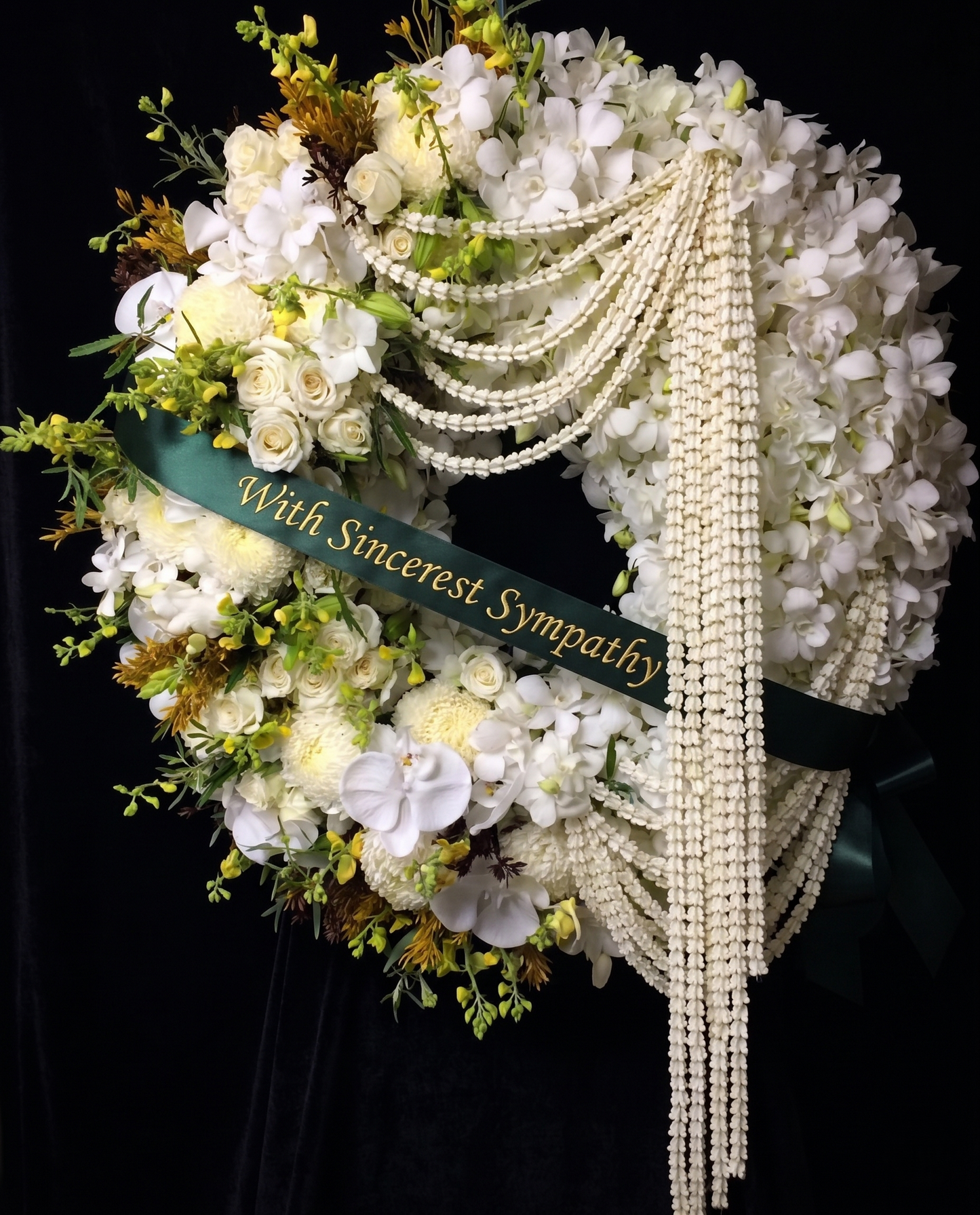Premium White Sympathy Wreath | Funeral Flower Hawaii