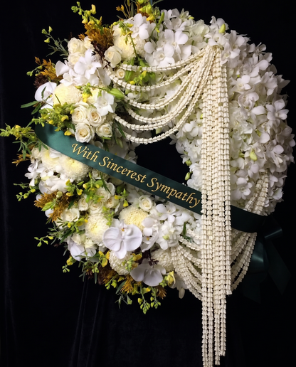 Premium White Sympathy Wreath | Funeral Flower Hawaii
