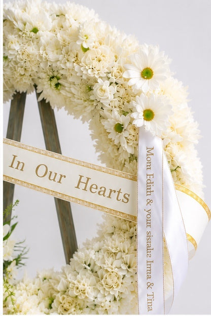 Hawaii Sympathy Funeral Flower Standing Wreath – Round Floral Wreath with Stand
