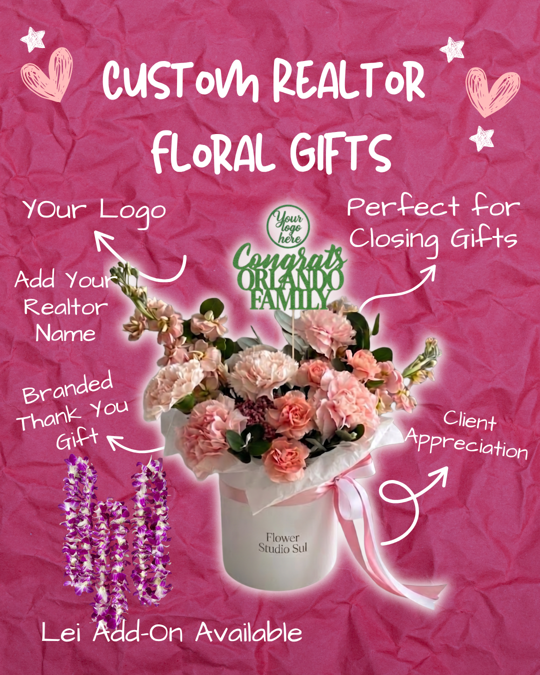 Realtor Closing Gift Floral with custom Logo