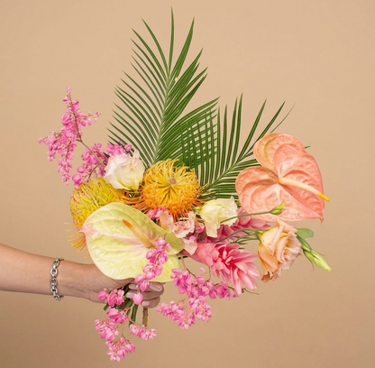 Hawaii Beach Wedding SET (Bride Bouquet + 2Ground Flower + Groom Ti Leaf Lei)